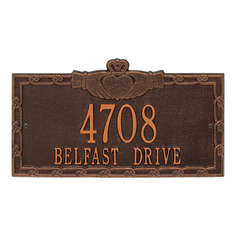 Claddagh Address Plaque - Antique Copper
