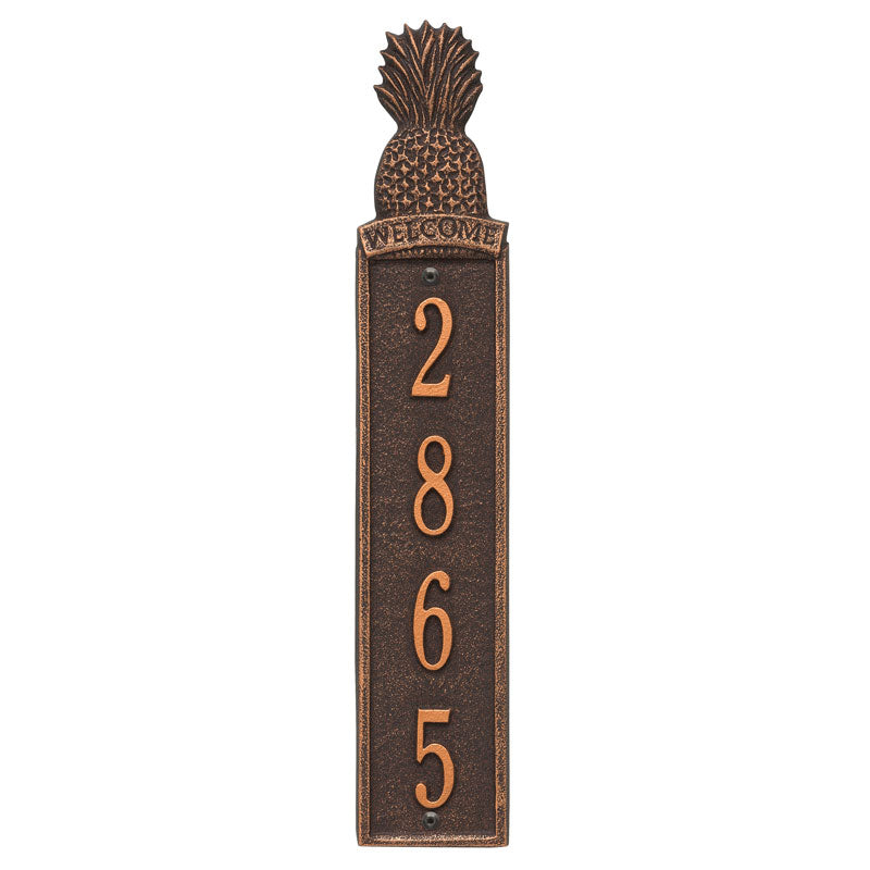 Personalized Pineapple Vertical Wall Welcome Plaque - Oil Rubbed Bronze
