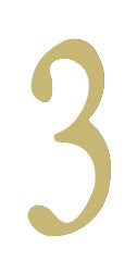 2 inch Brass Self Adhesive Address Number.  Number: 3