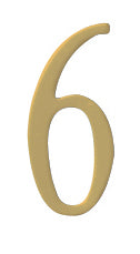 2 inch Brass Self Adhesive Address Number.  Number: 6