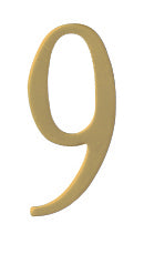 3 inch Brass Self Adhesive Address Number.  Number: 9