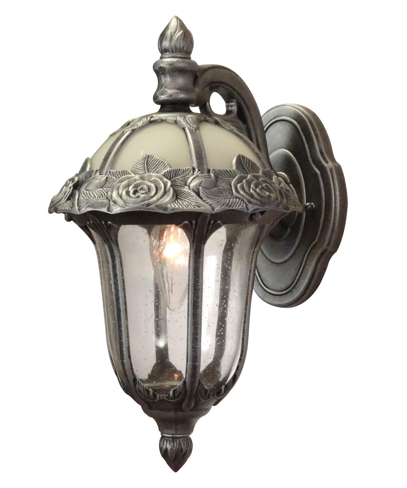 Rose Garden F-1711-SW-SG Rose Garden Small Top Mount 1 Light with Clear Seedy Glass Outdoor Wall Lantern