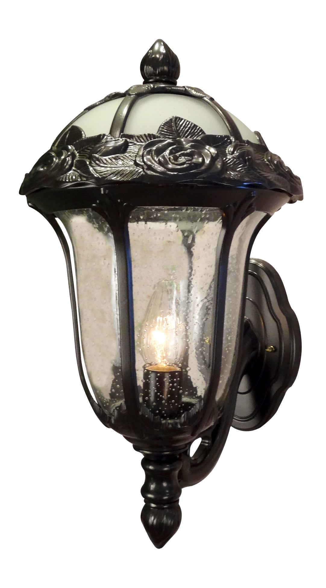 Rose Garden F-2717-ORB-SG Medium Bottom Mount Light with Seedy Glass