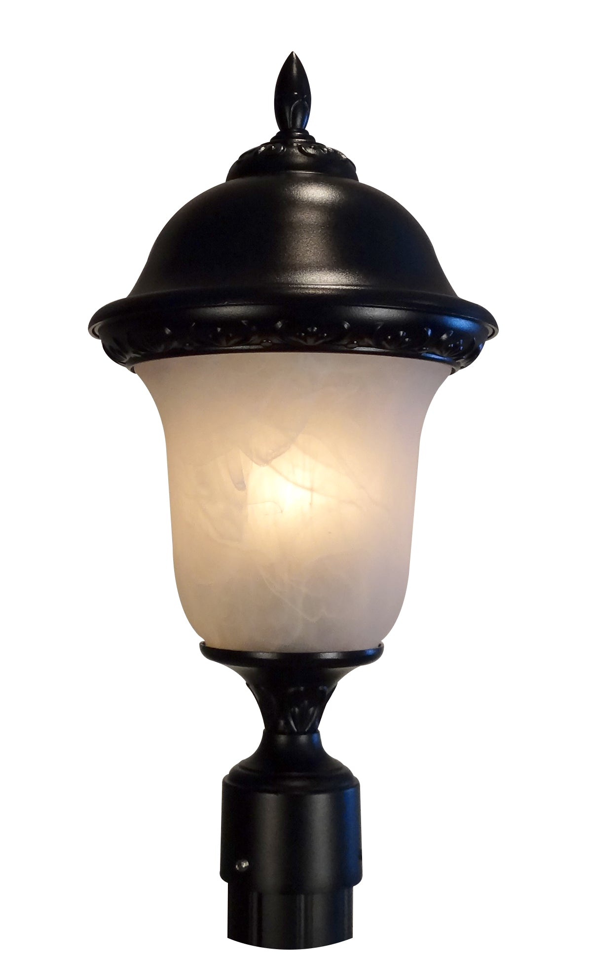 Glenn Aire F-2990-BLK-AB Medium Post Mount with Alabaster Glass