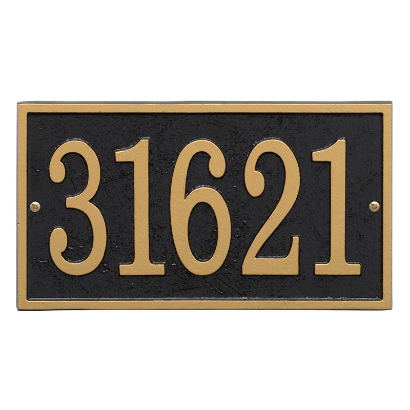 Fast & Easy Rectangle House Numbers Plaque - Black/Gold