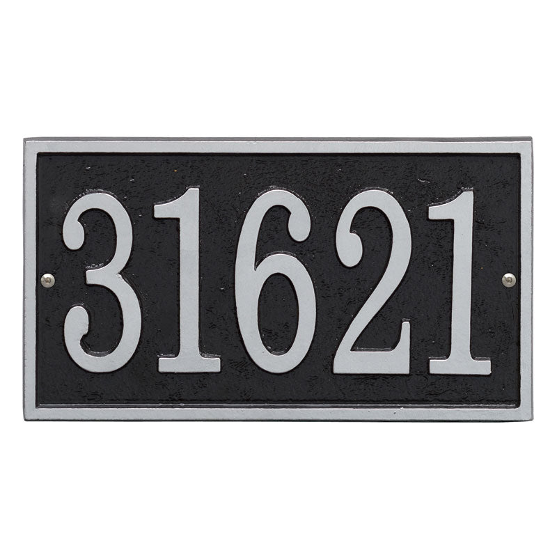 Fast & Easy Rectangle House Numbers Plaque - Black/Silver