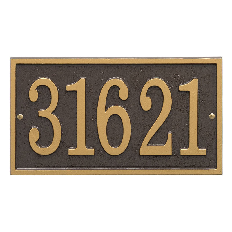 Fast & Easy Rectangle House Numbers Plaque - Bronze/Gold