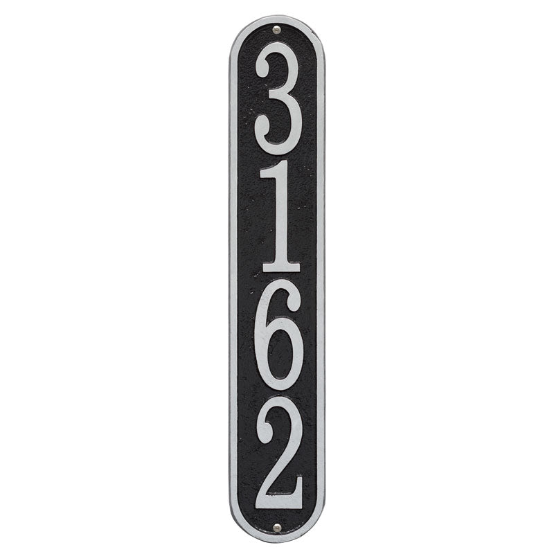 Fast & Easy Vertical House Numbers Plaque - Black/Silver
