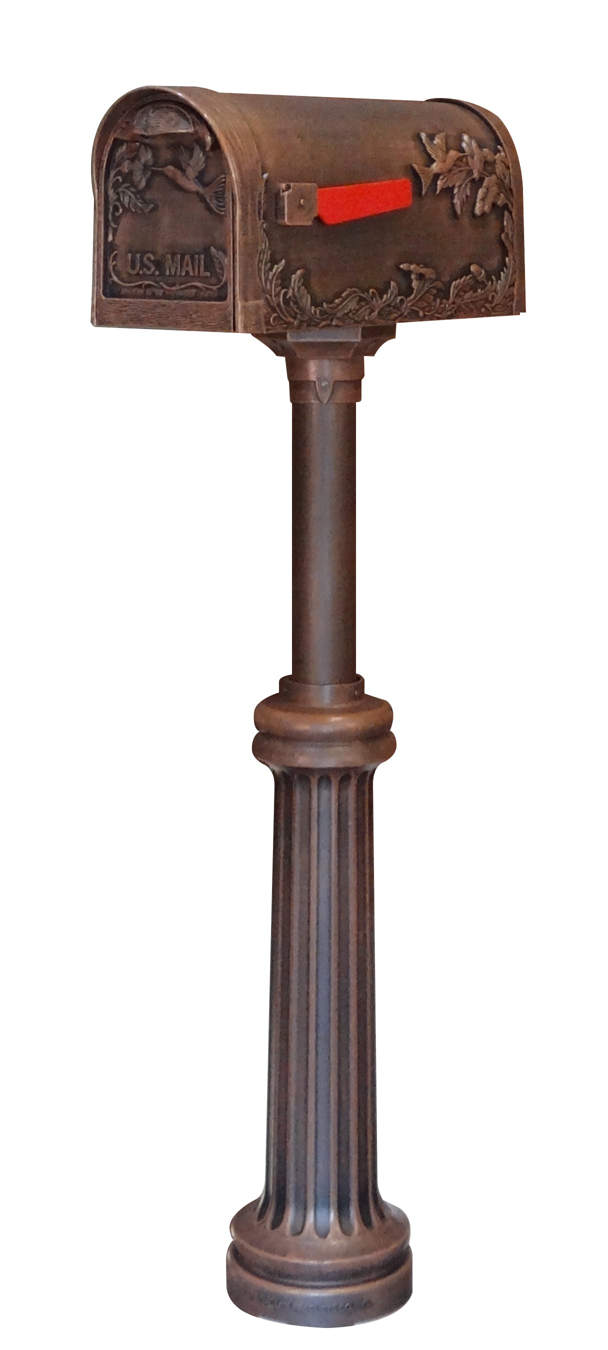 Hummingbird Curbside Mailbox and Bradford Direct Burial Top Mount Mailbox Post