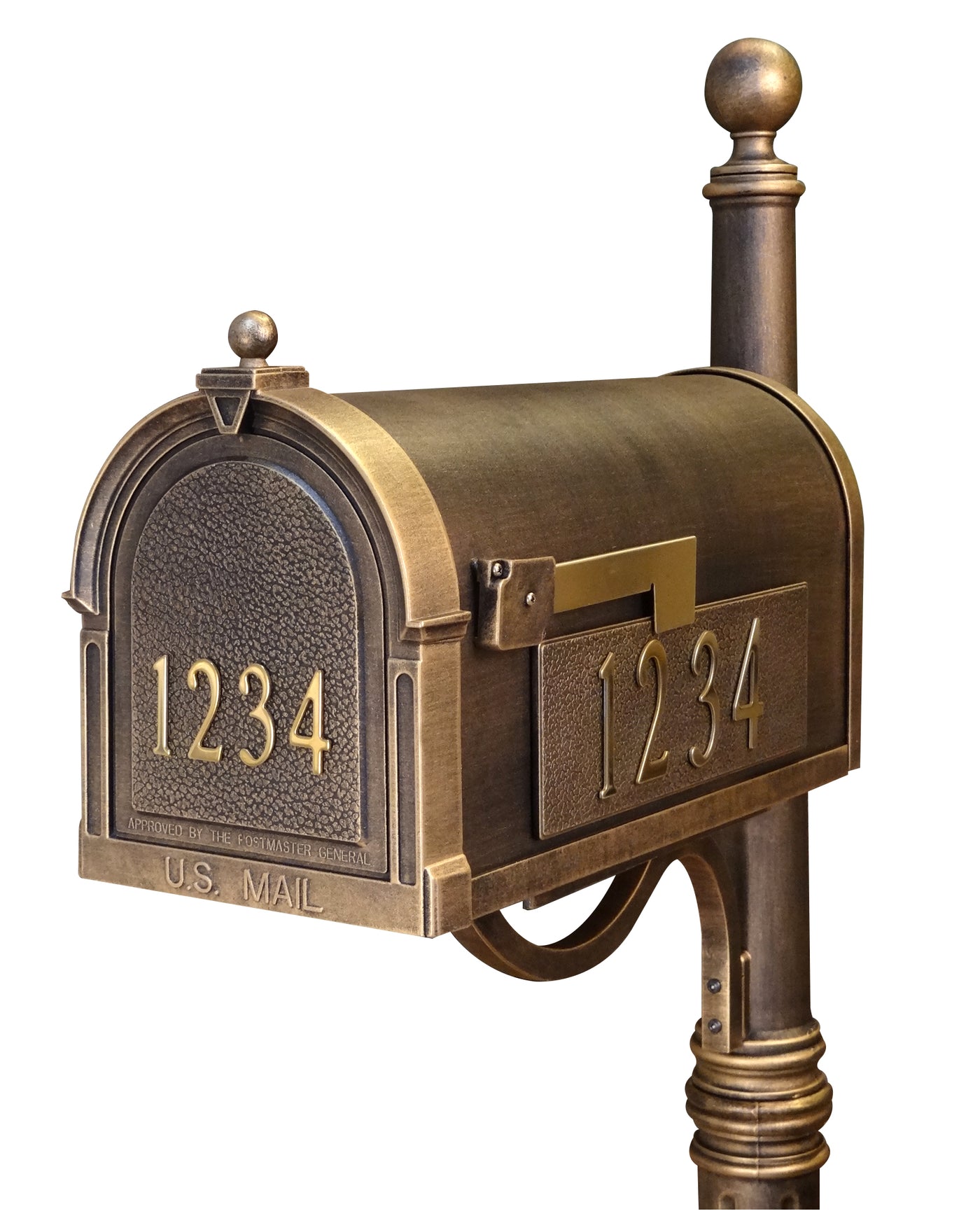 SCB-1015-DX-BRZ Berkshire Curbside Mailbox with Front and Side Numbers