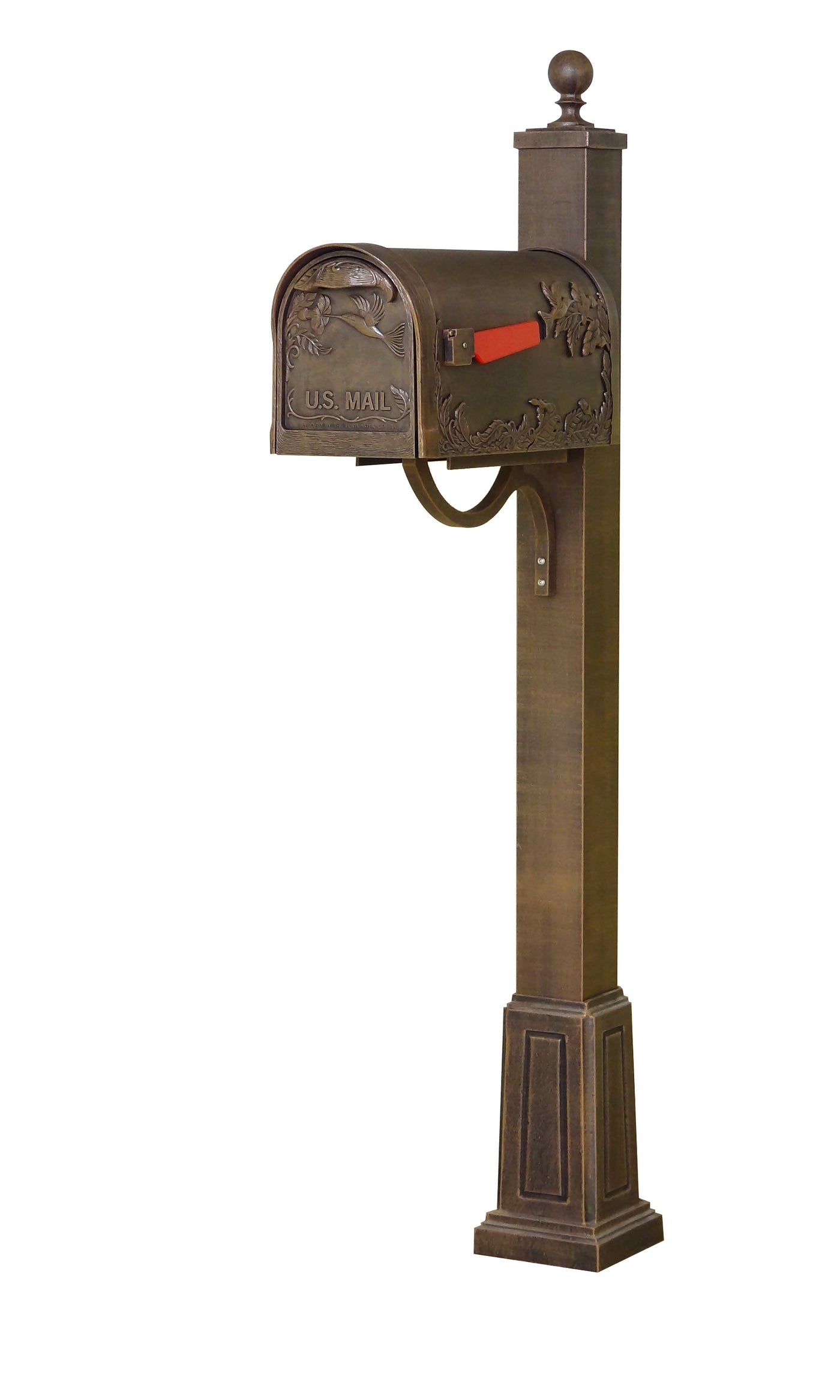 Hummingbird Curbside Mailbox and Springfield Mailbox Post with Base