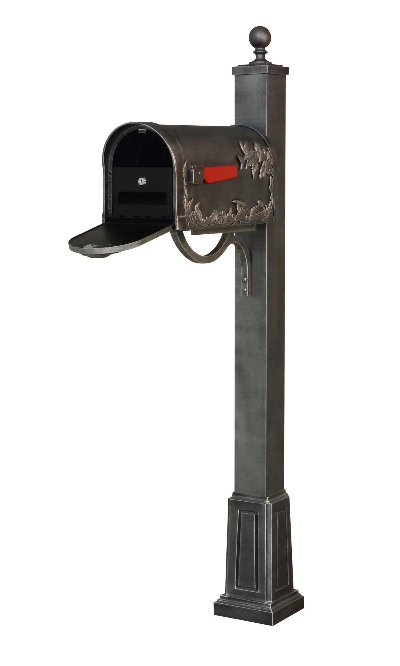 Hummingbird Curbside Mailbox with Locking Insert and Springfield Mailbox Post with Base
