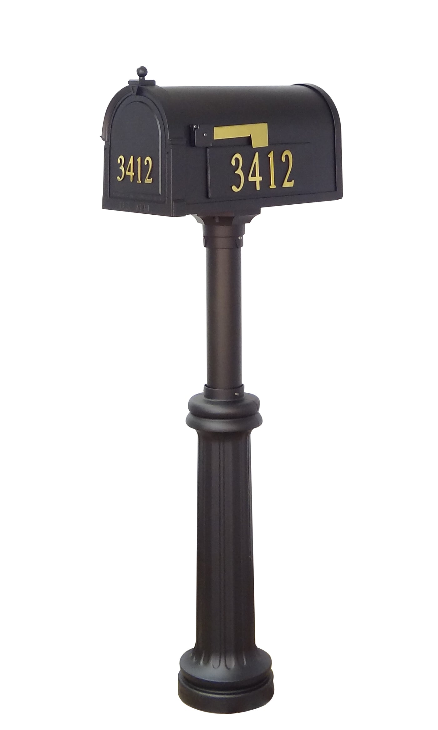 Berkshire Curbside Mailbox with Front and Side Address Numbers and Bradford Mailbox Post