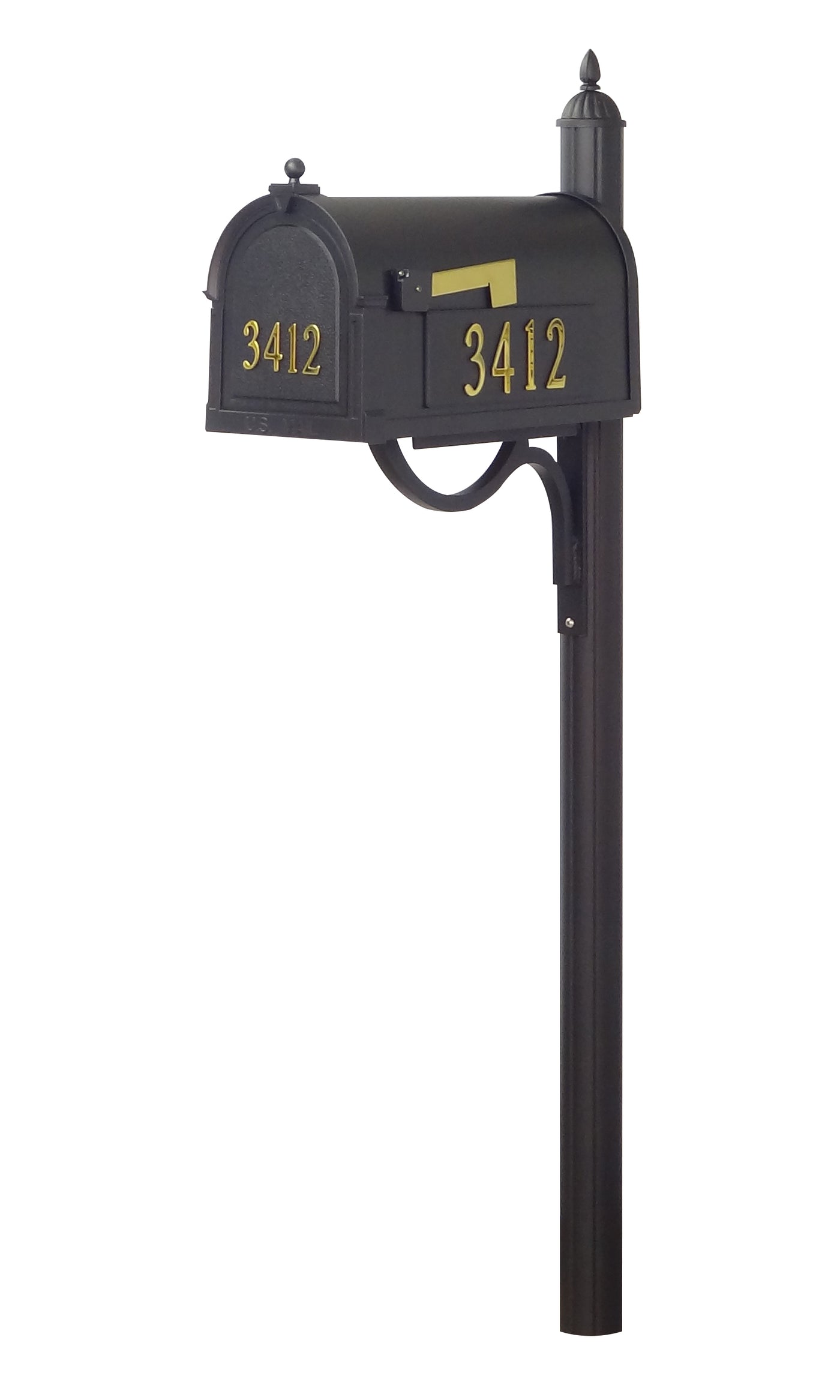 Berkshire Curbside Mailbox with Front and Side Address Numbers and Richland Mailbox Post