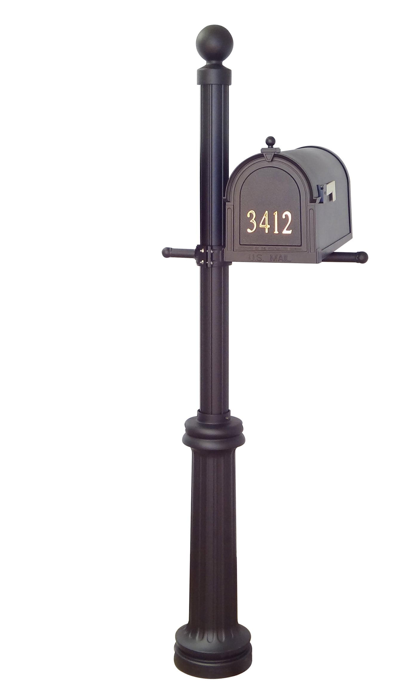 Berkshire Curbside Mailbox with Front Address Numbers and Fresno Mailbox Post