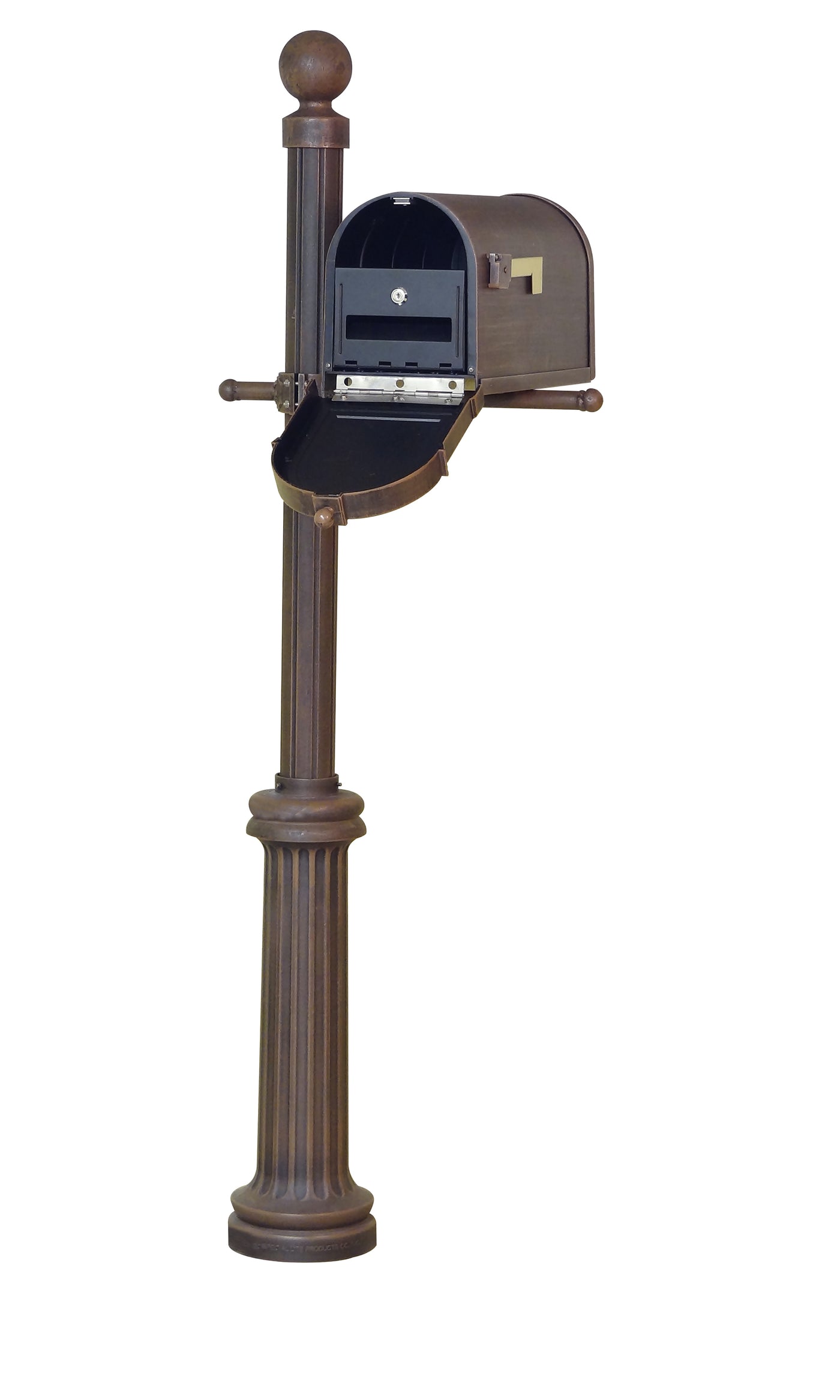 Berkshire Curbside Mailbox with Front Address Numbers, Locking Insert and Fresno Mailbox Post
