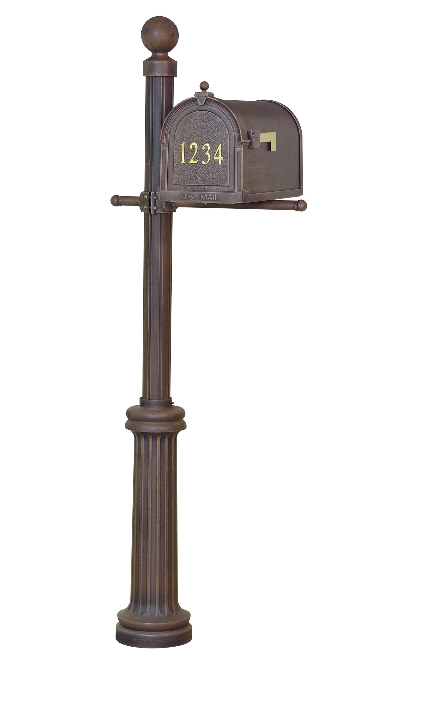 Berkshire Curbside Mailbox with Front Address Numbers and Fresno Mailbox Post