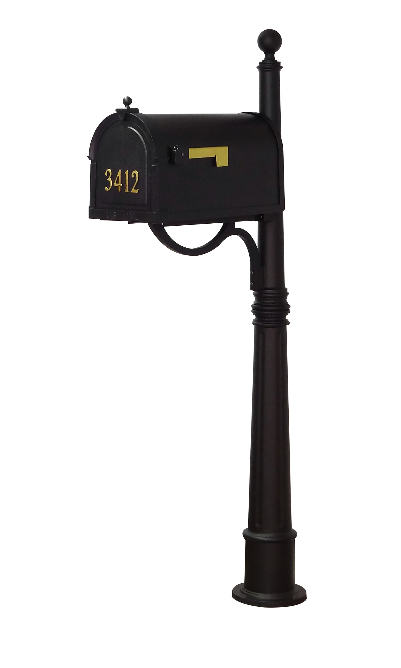 Berkshire Curbside Mailbox with Front Address Numbers and Ashland Mailbox Post