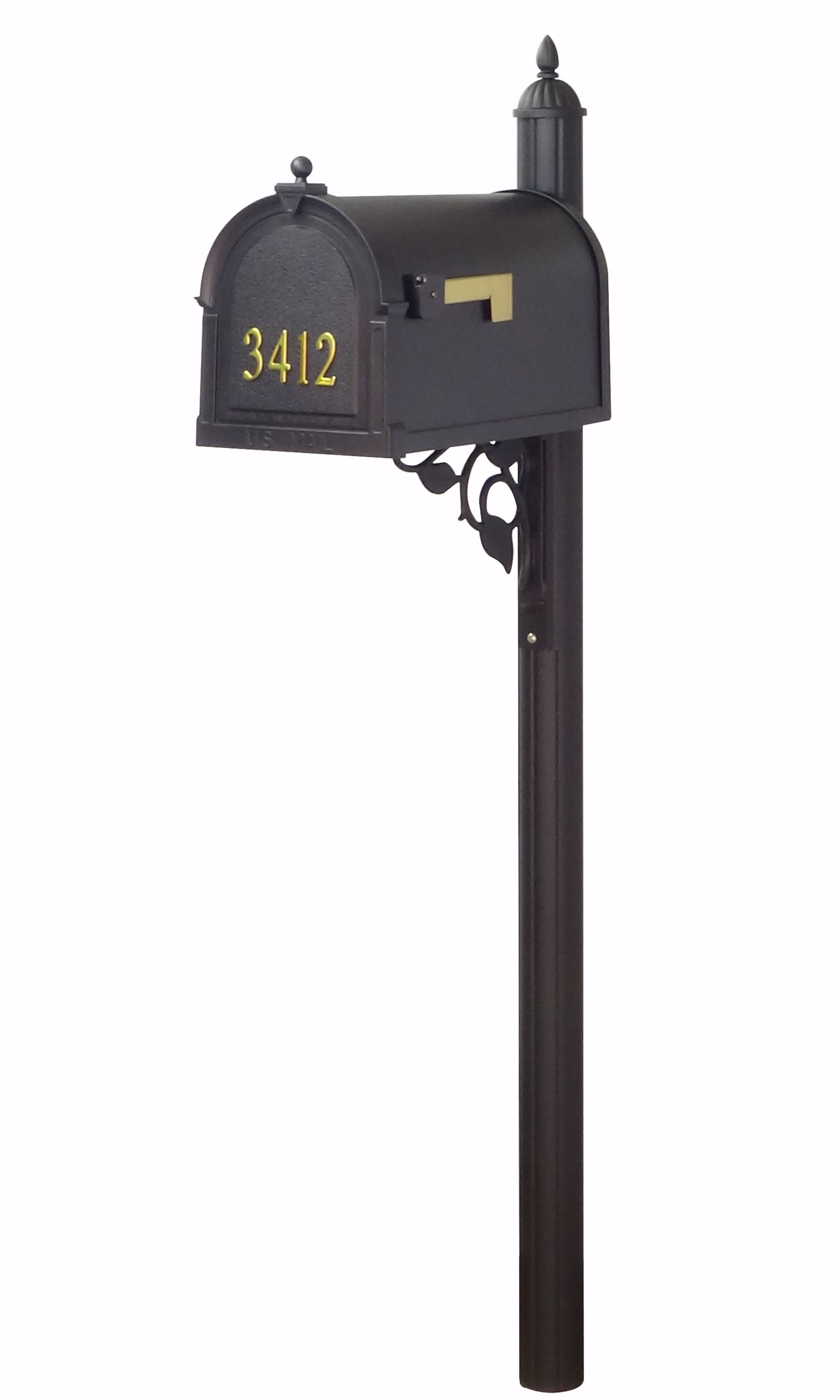 Berkshire Curbside Mailbox with Front Numbers and Albion Mailbox Post