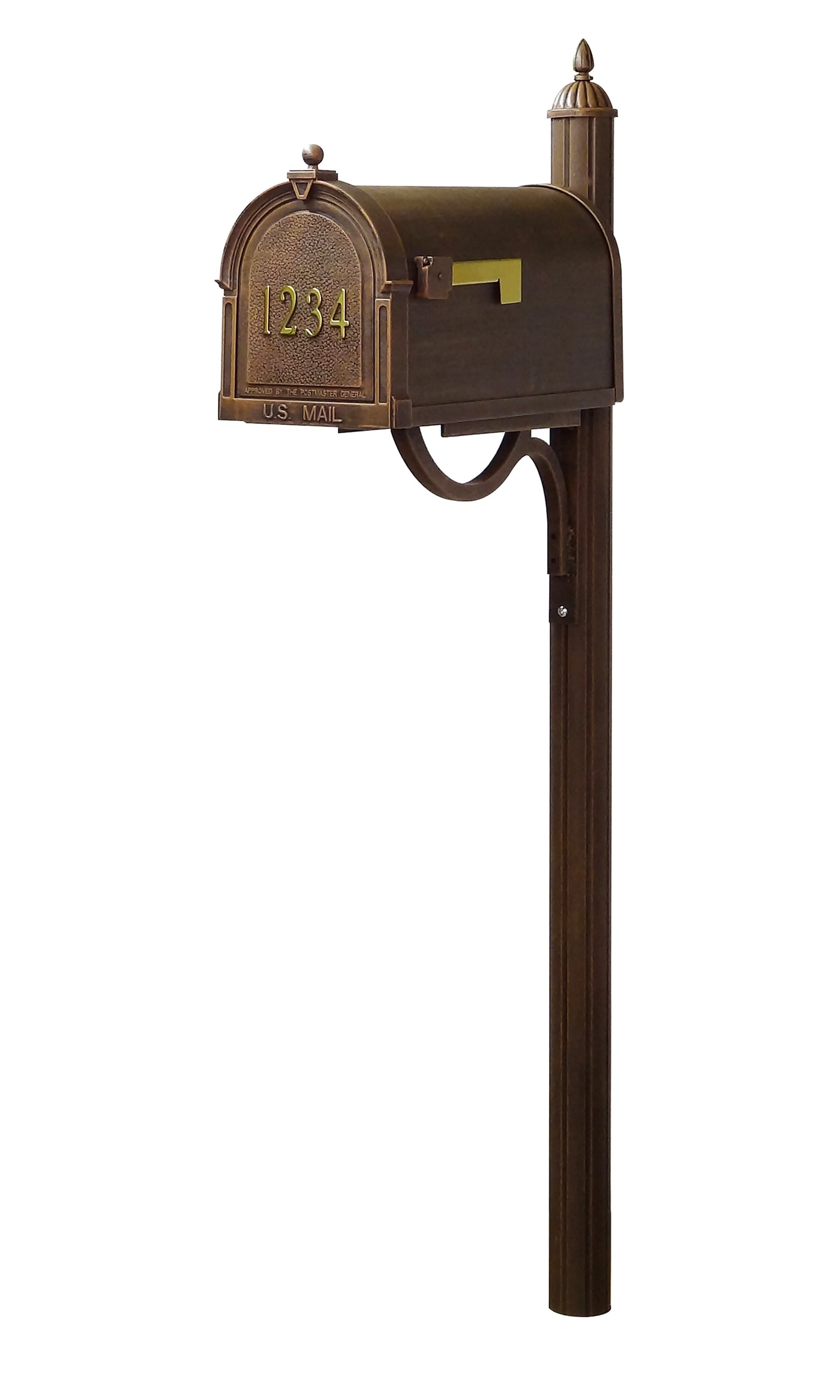 Berkshire Curbside Mailbox with Front Address Numbers and Richland Mailbox Post