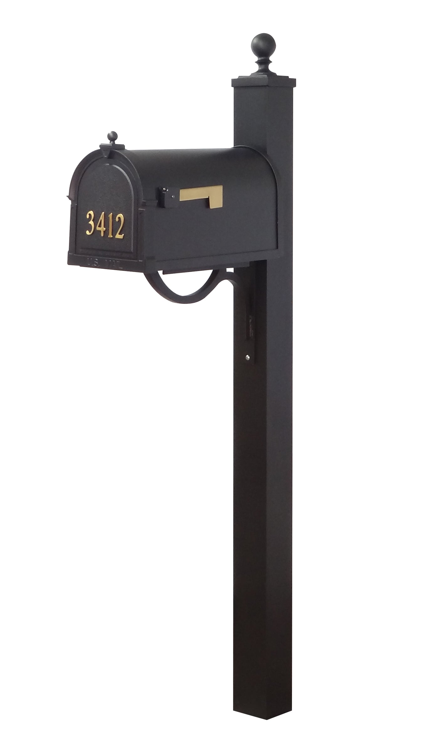 Berkshire Curbside Mailbox with Front Numbers and Springfield Mailbox Post