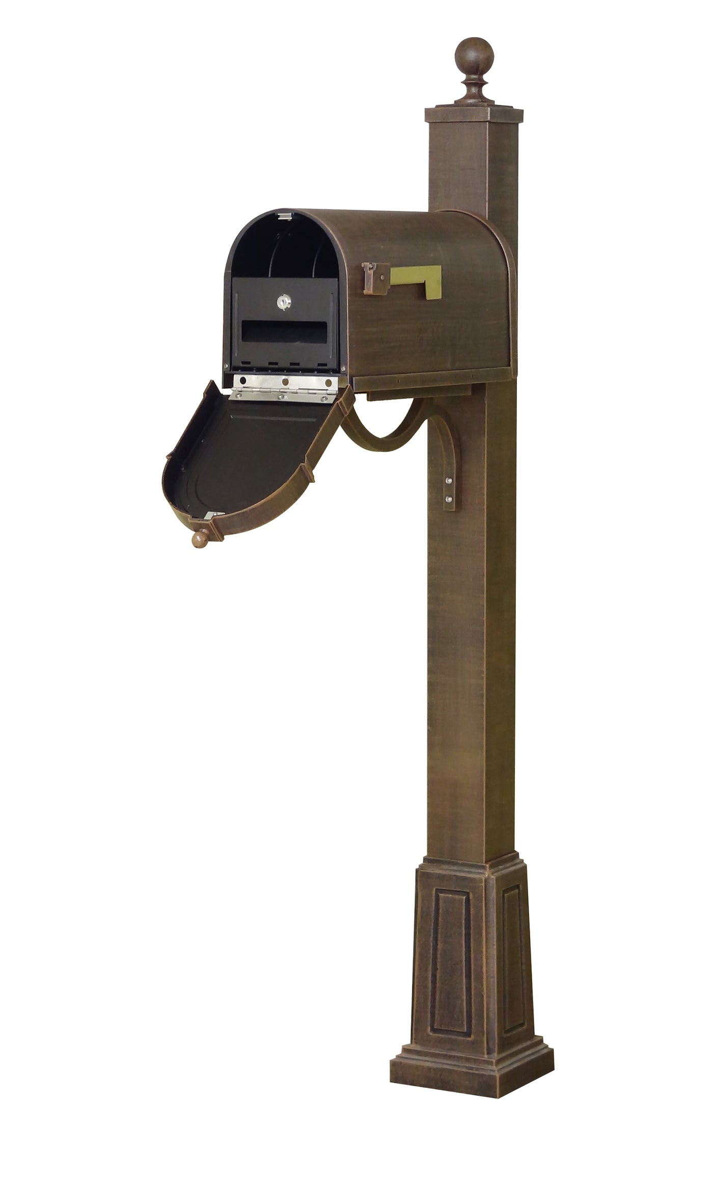 Berkshire Curbside Mailbox with Front Numbers, Locking Insert and Springfield Mailbox Post with Base