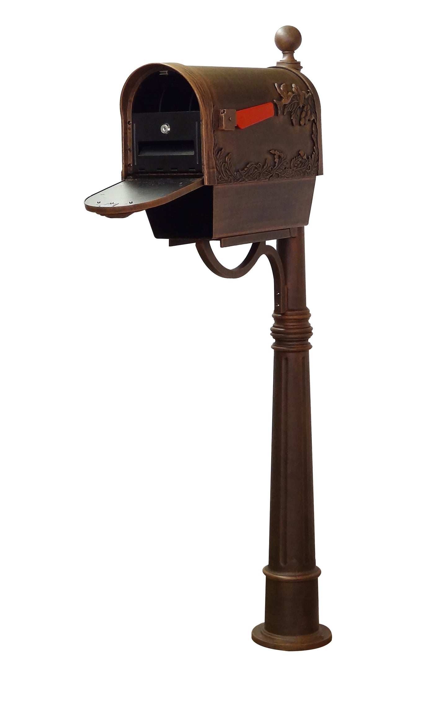 Hummingbird Curbside Mailbox with Newspaper Tube, Locking Insert and Ashland Mailbox Post