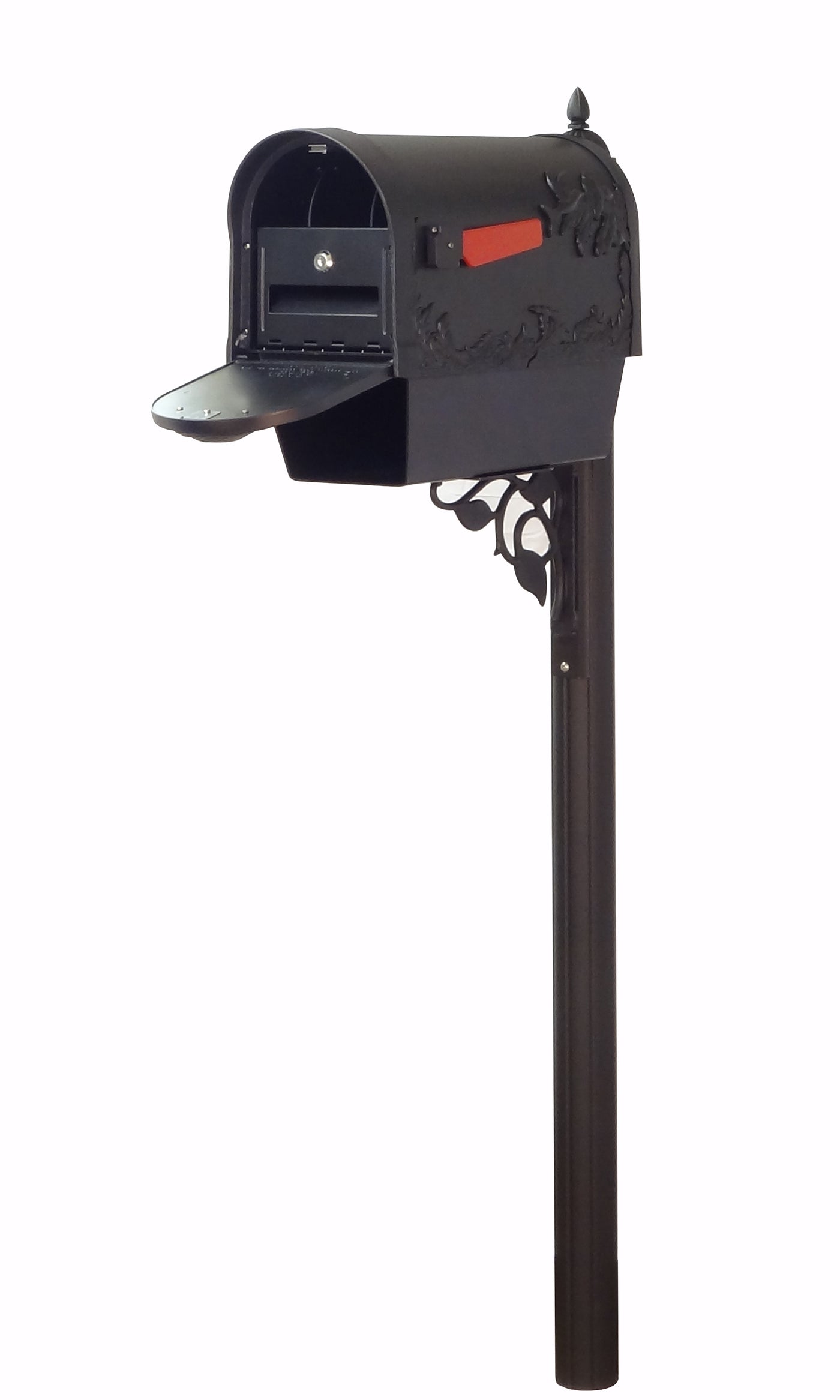 Hummingbird Curbside Mailbox with Newspaper Tube, Locking Insert and Albion Mailbox Post