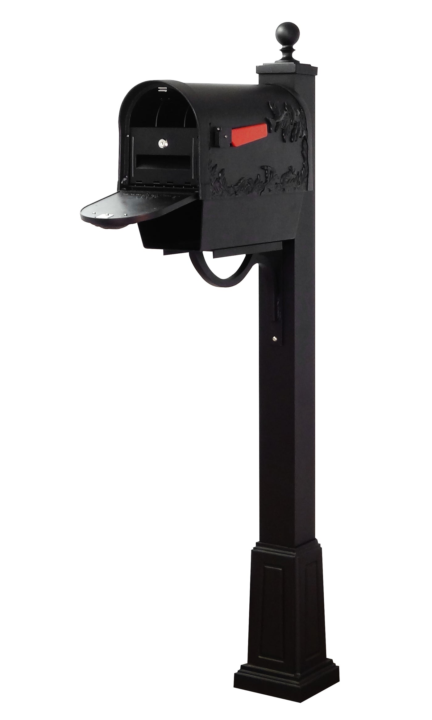 Hummingbird Curbside Mailbox with Newspaper Tube, Locking Insert and Springfield Mailbox Post with Base