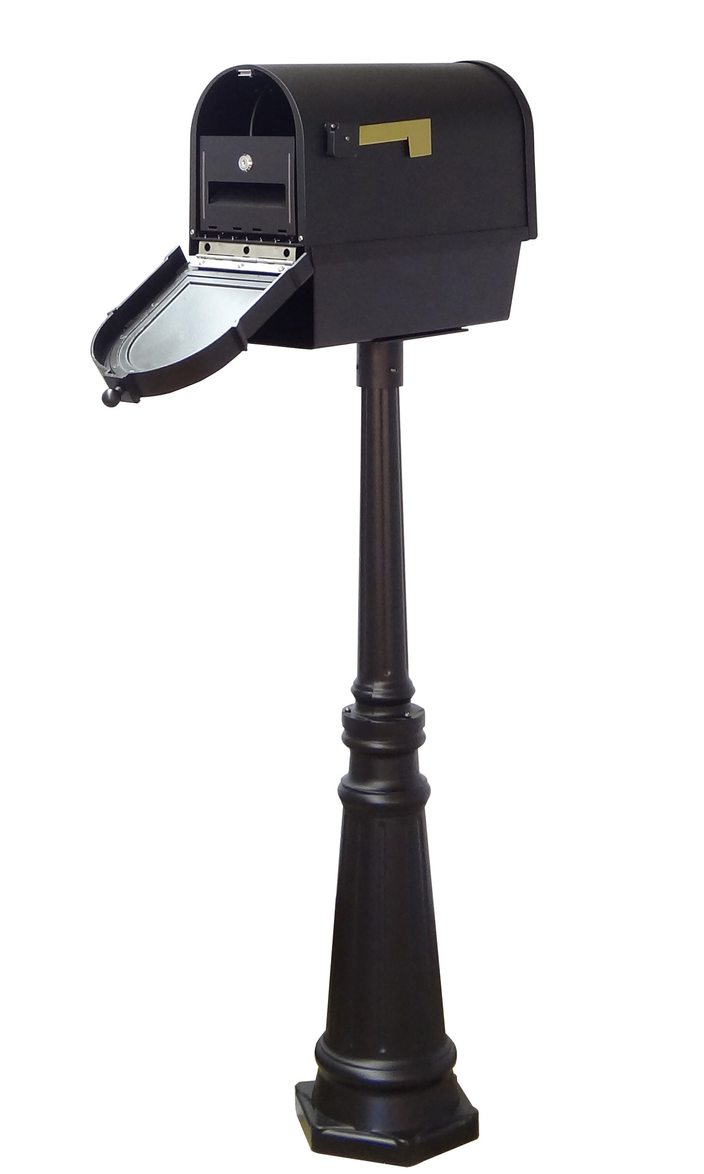 Berkshire Curbside Mailbox with Newspaper Tube, Locking Insert and Tacoma Mailbox Post with Direct Burial Kit