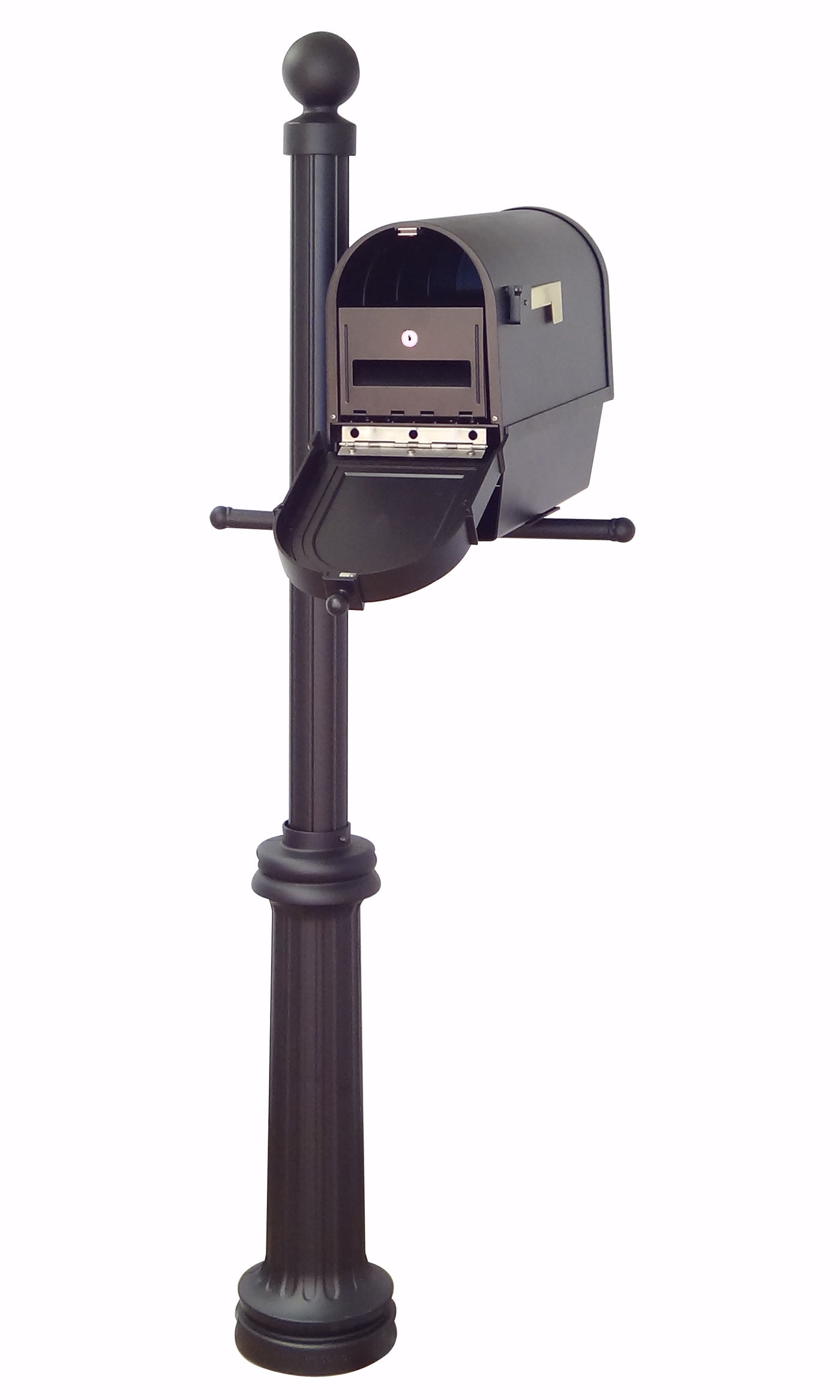 Berkshire Curbside Mailbox with Newspaper Tube, Locking Insert and Fresno Mailbox Post