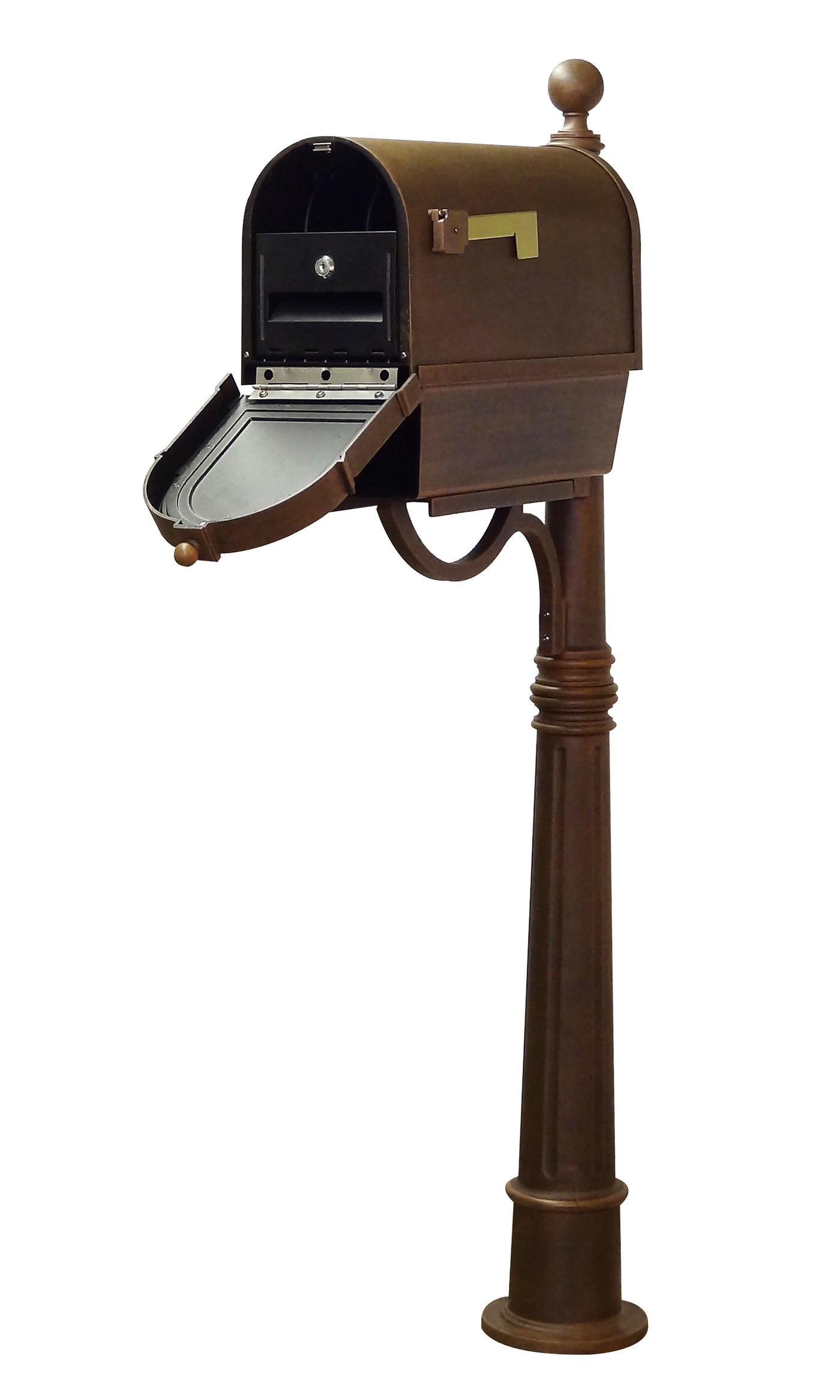 Berkshire Curbside Mailbox with Newspaper Tube, Locking Insert and Ashland Mailbox Post