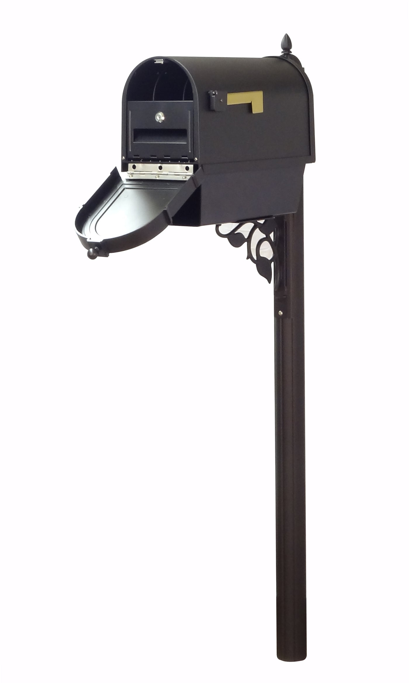 Berkshire Curbside Mailbox with Newspaper Tube, Locking Insert and Albion Mailbox Post