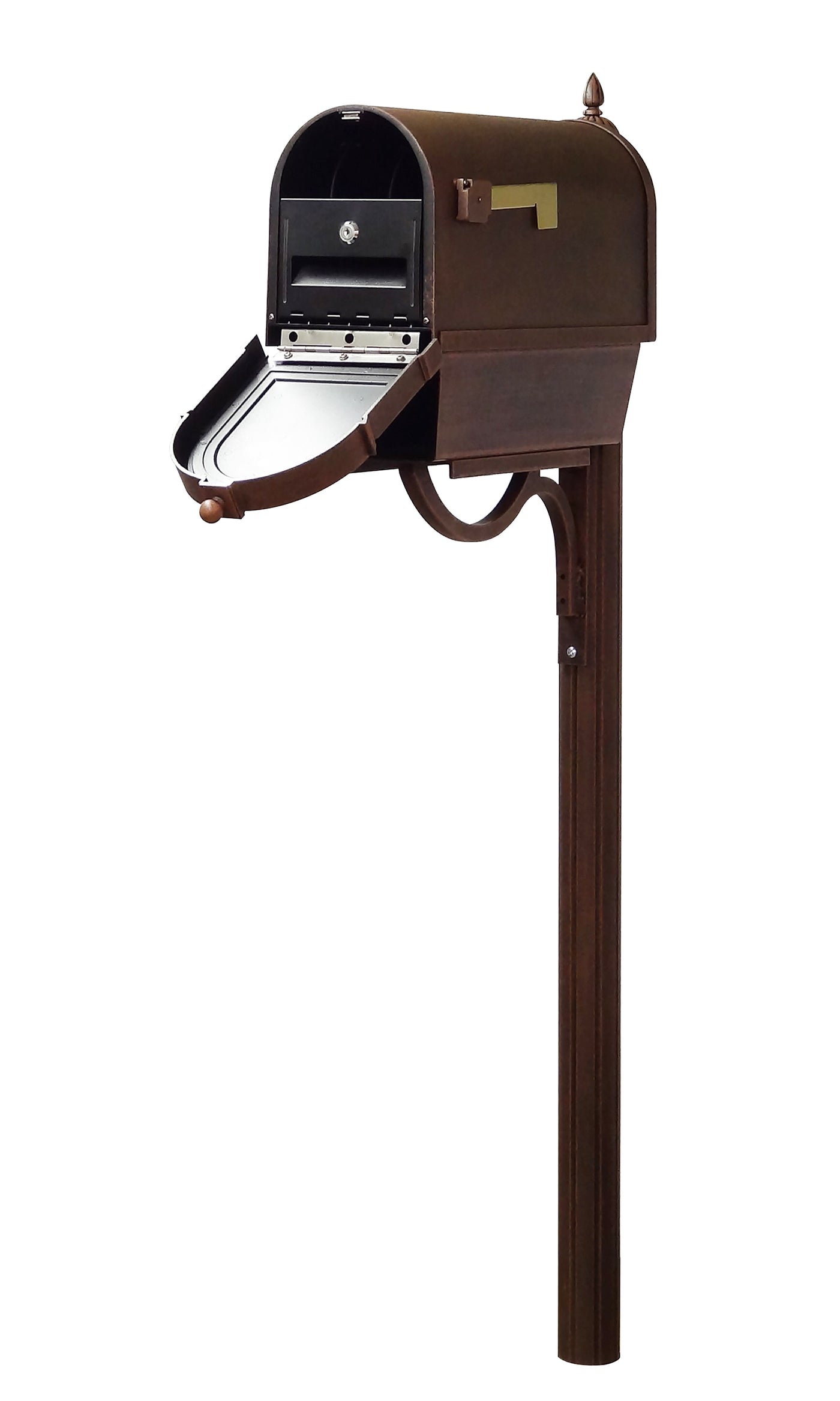 Berkshire Curbside Mailbox with Newspaper Tube, Locking Insert and Richland Mailbox Post