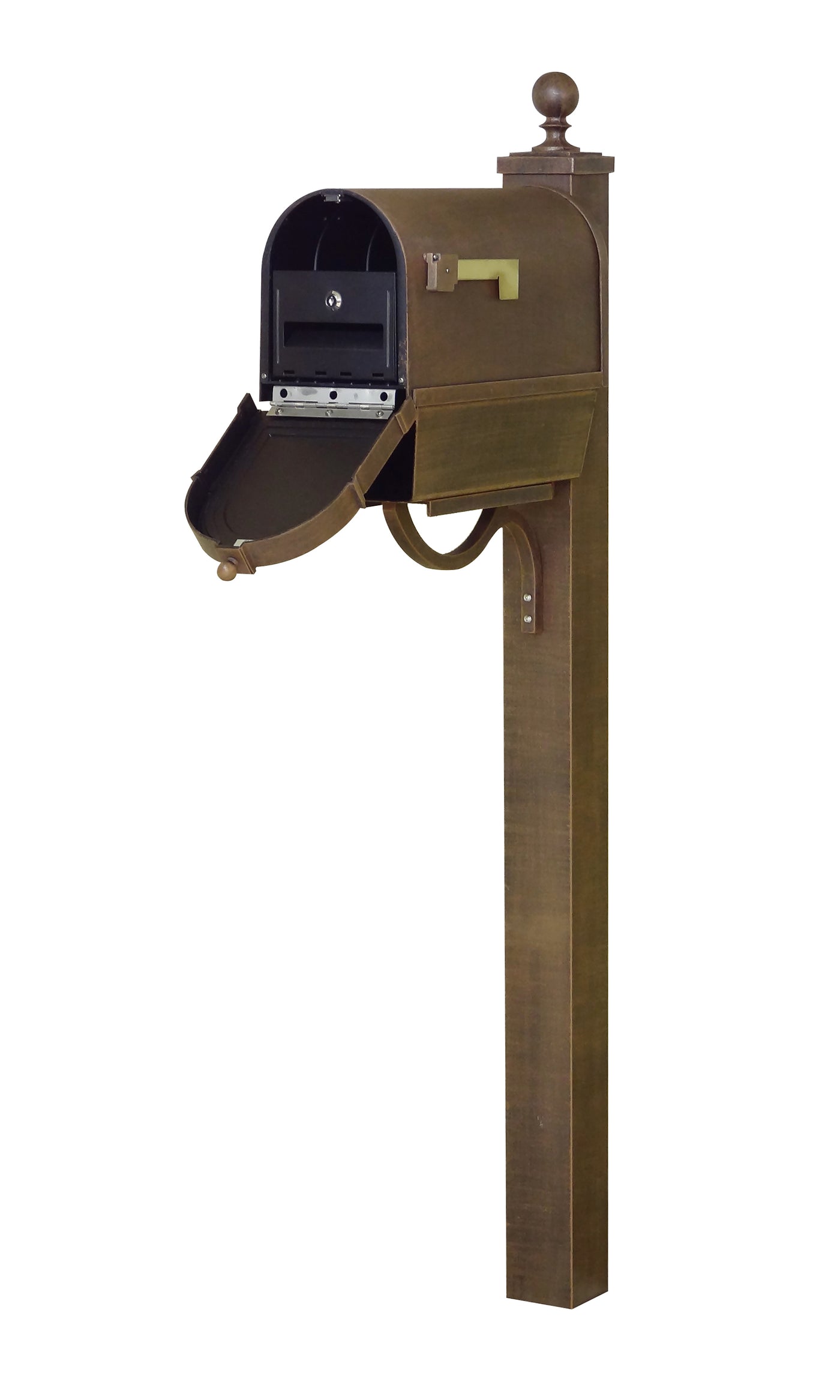 Berkshire Curbside Mailbox with Newspaper Tube, Locking Insert and Springfield Mailbox Post