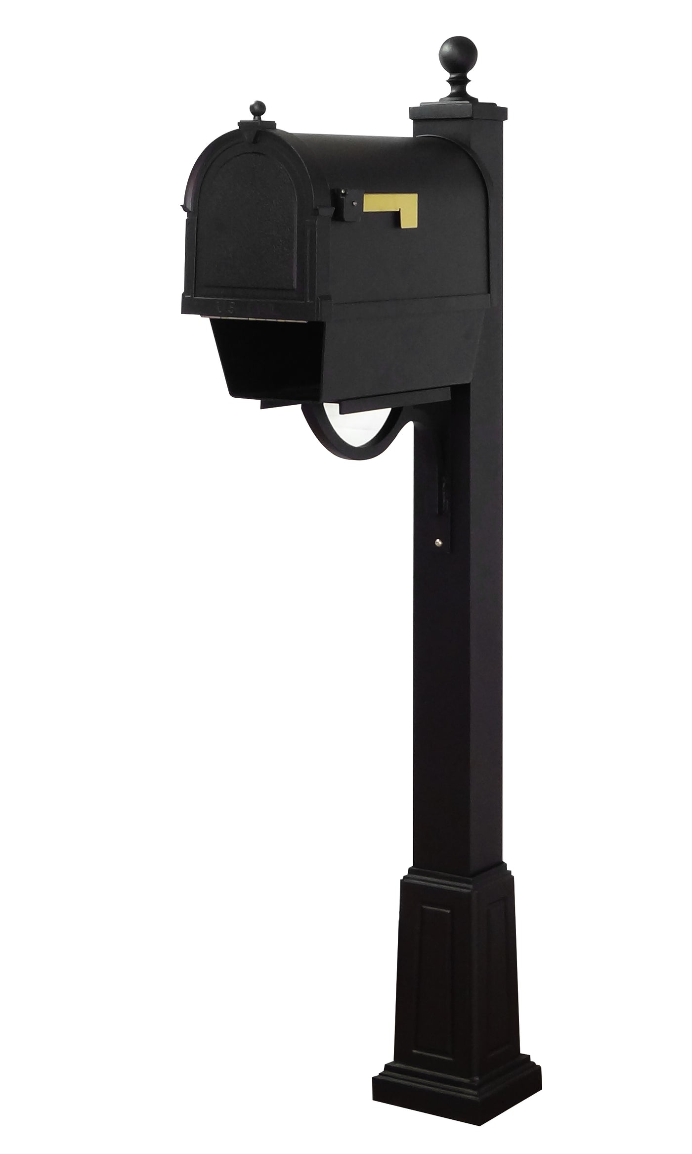 Berkshire Curbside Mailbox with Newspaper Tube and Springfield Mailbox Post with Base