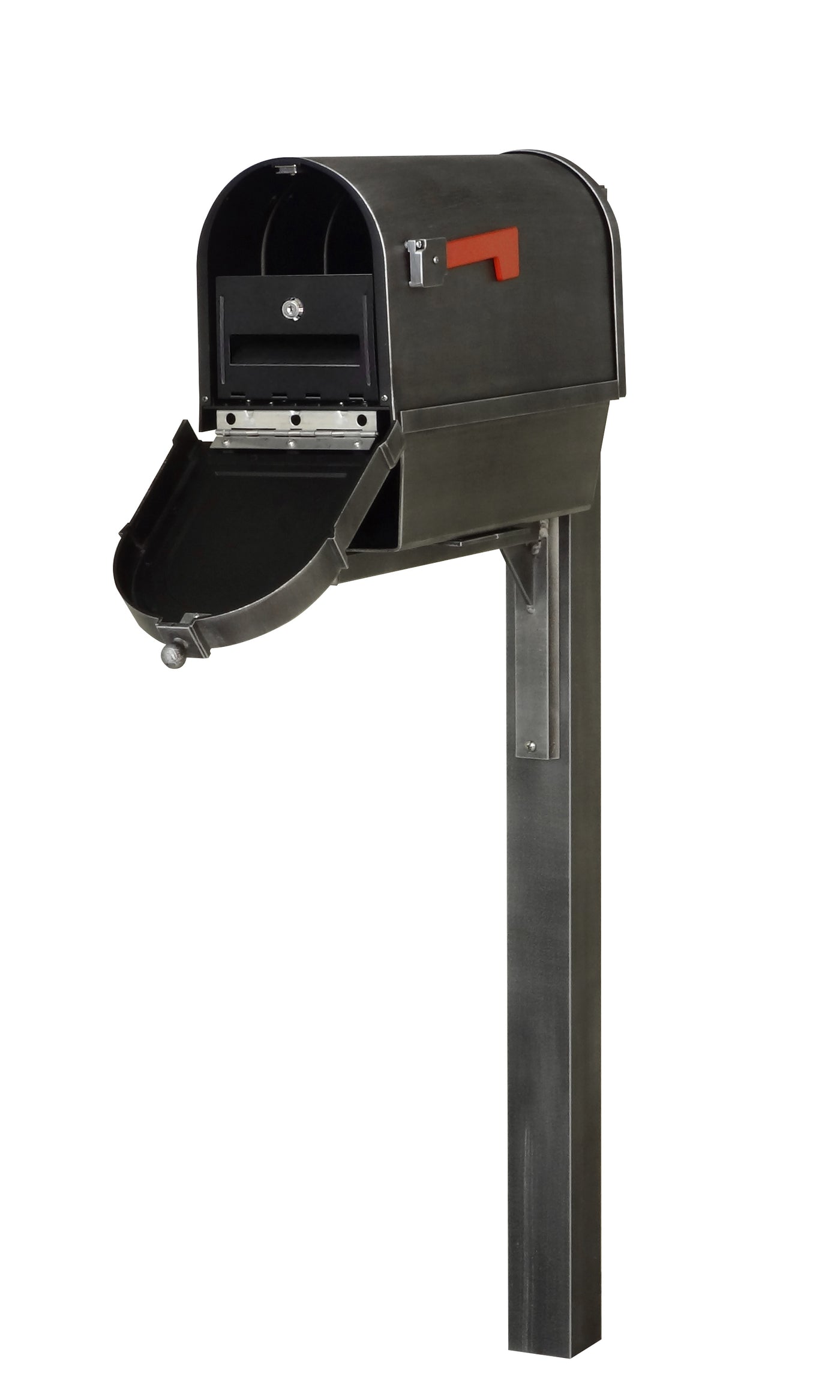 Berkshire Curbside Mailbox with Newspaper Tube, Locking Insert and Wellington Mailbox Post