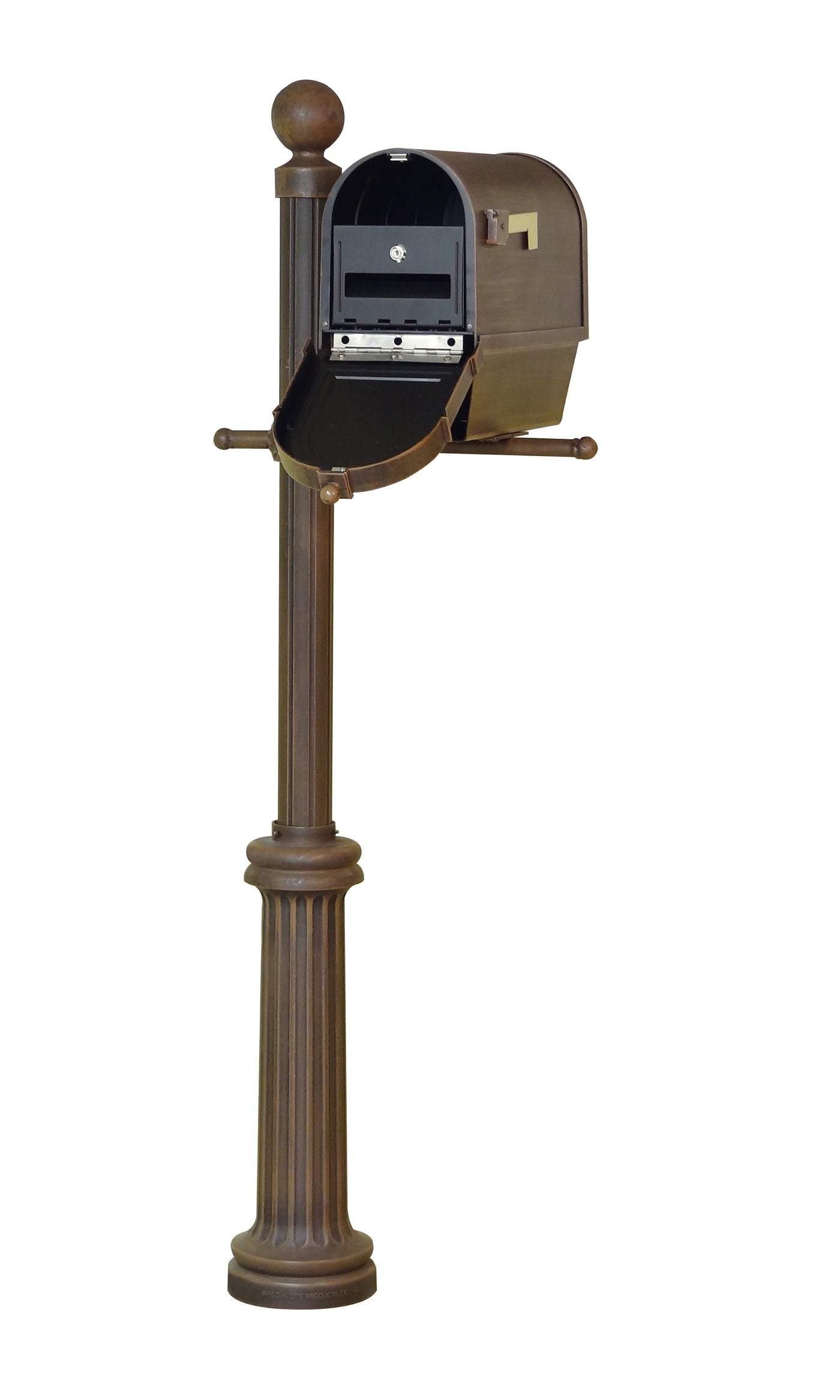 Berkshire Curbside Mailbox with Newspaper Tube, Front Address Numbers, Locking Insert and Fresno Mailbox Post