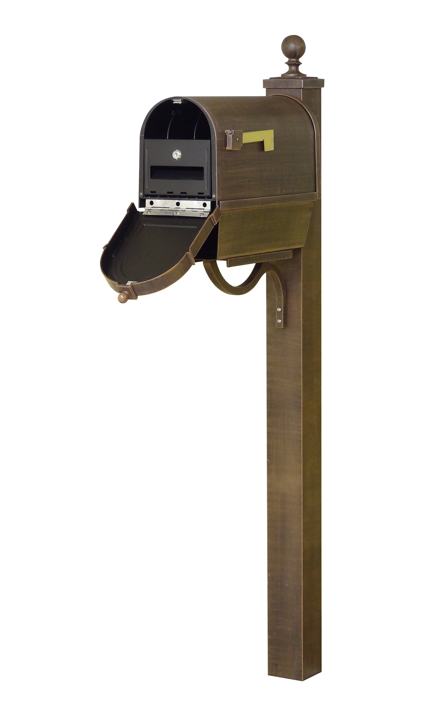 Berkshire Curbside Mailbox with Front Numbers, Newspaper Tube, Locking Insert and Springfield Mailbox Post