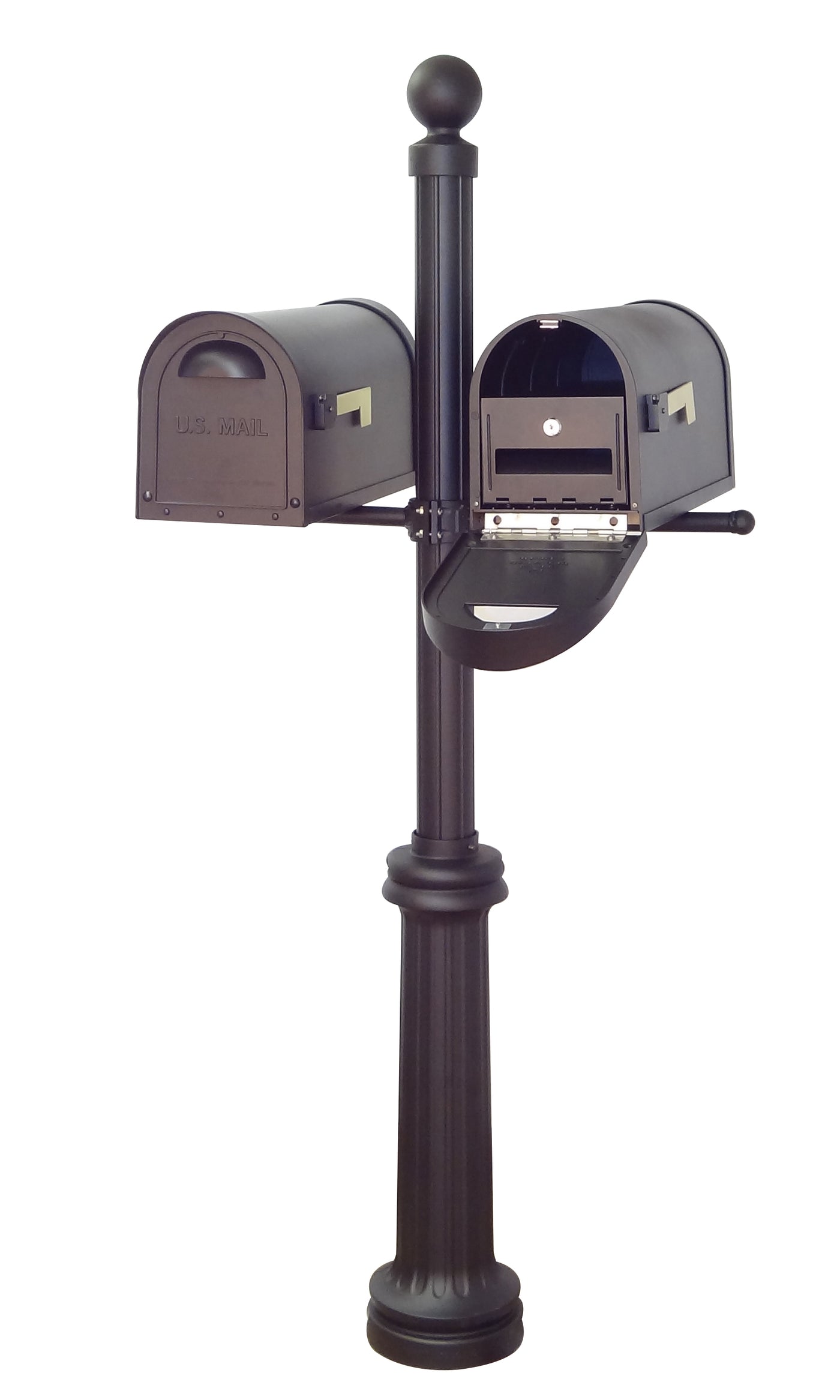 Classic Curbside Mailboxes with Locking Inserts and Fresno Double Mount Mailbox Post
