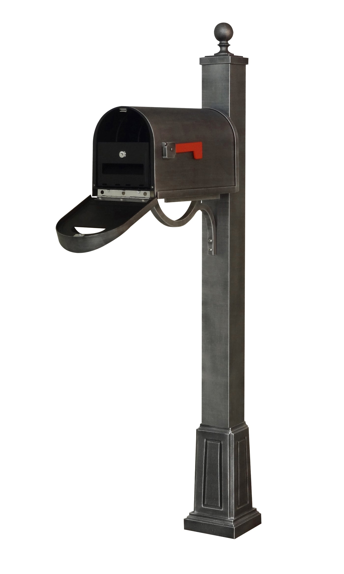 Classic Curbside Mailbox with Locking Insert and Springfield Mailbox Post with Base