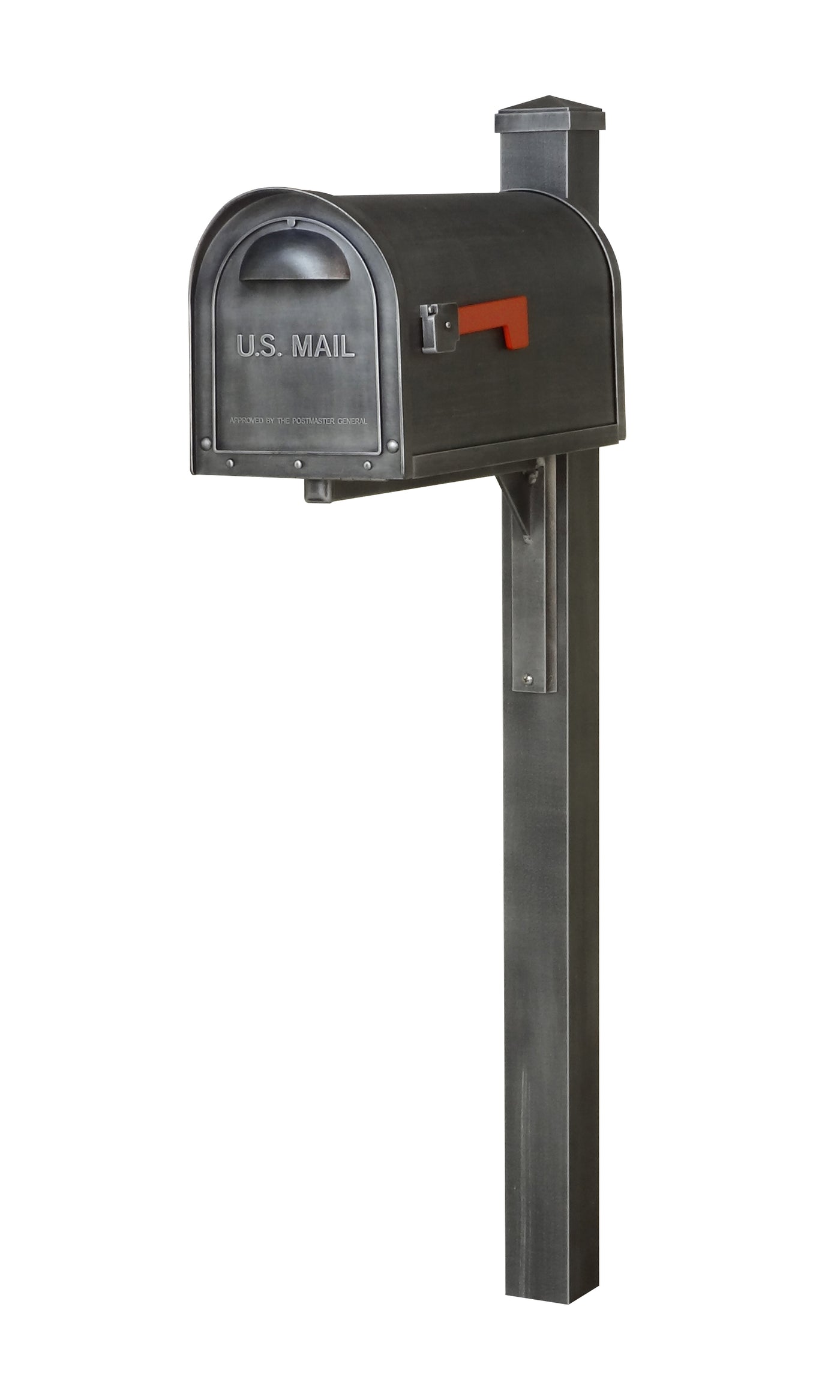Classic Curbside Mailbox and Wellington Direct Burial Mailbox Post Smooth