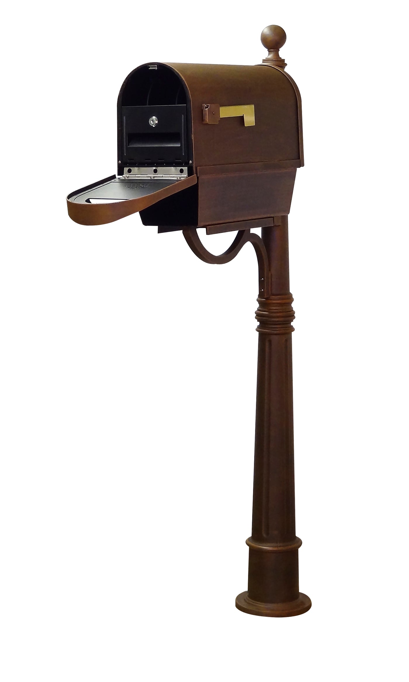 Classic Curbside Mailbox with Newspaper Tube, Locking Insert and Ashland Mailbox Post