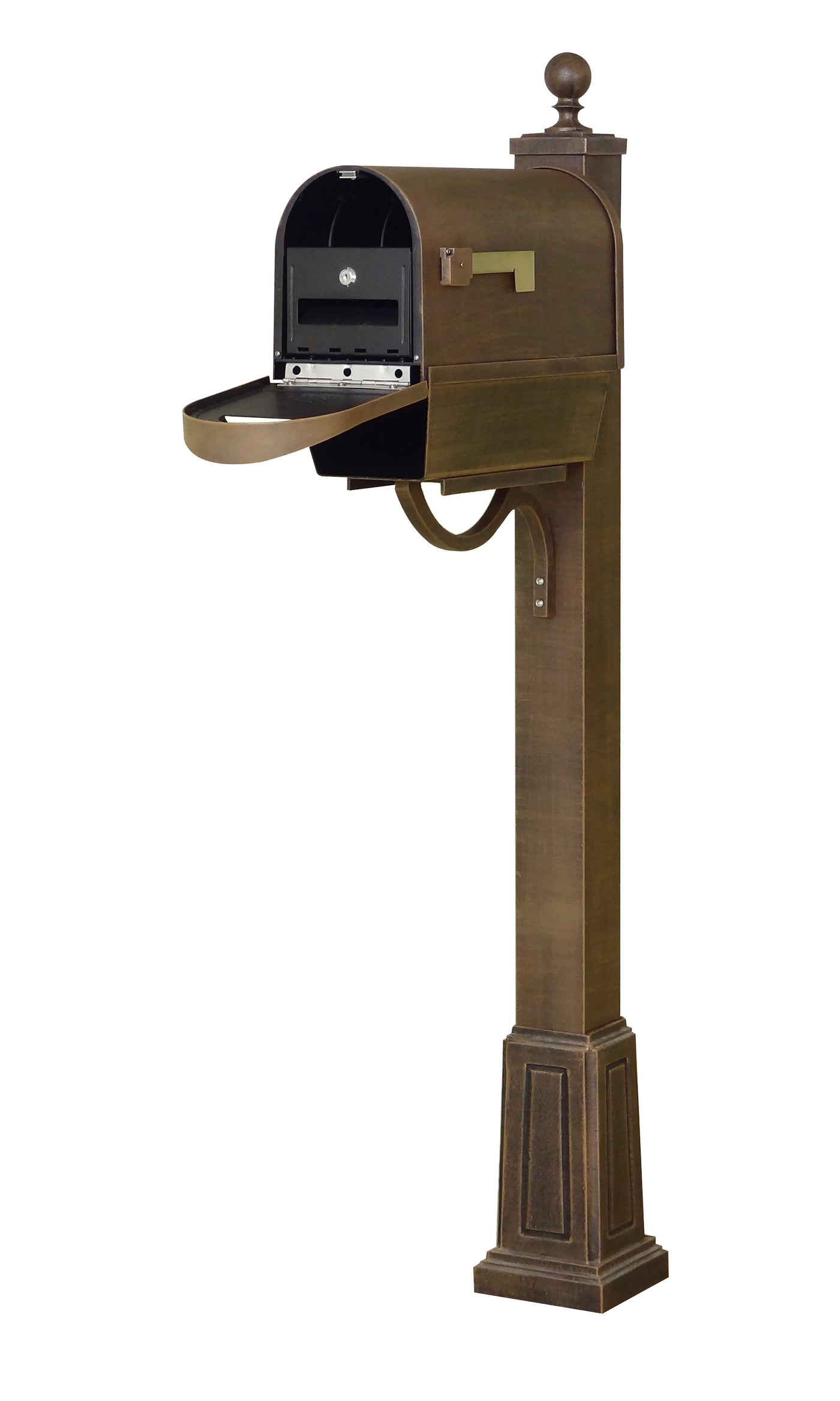 Classic Curbside Mailbox with Newspaper Tube, Locking Insert and Springfield Mailbox Post with Base