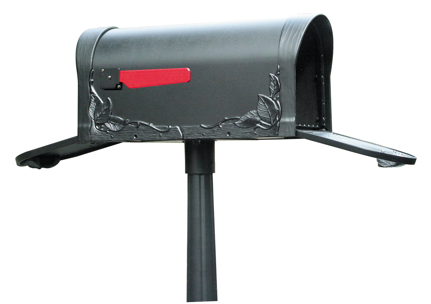 SCF-1003-TD-BLK Floral Curbside Mailbox with Two Doors