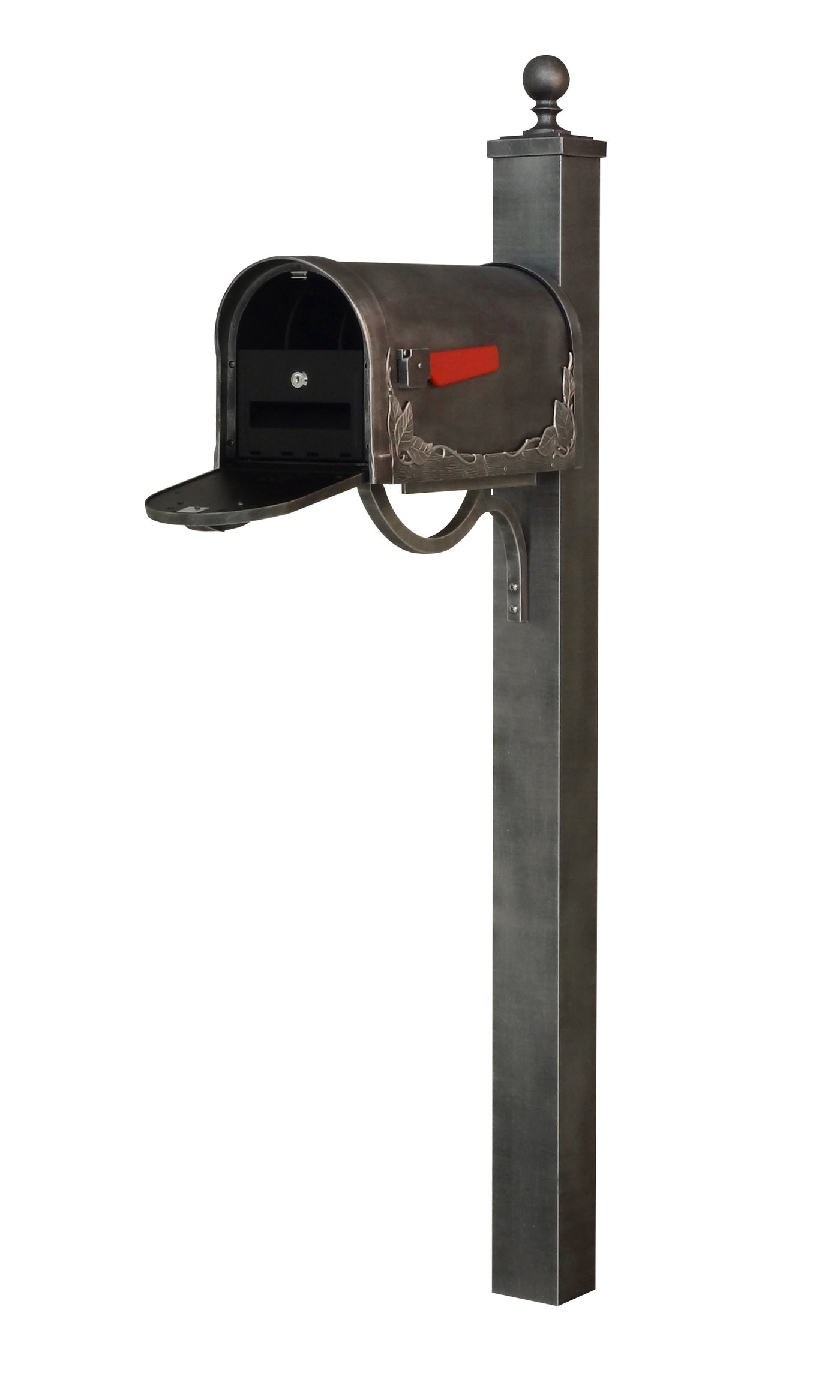 Floral Curbside Mailbox with Locking Insert and Springfield Mailbox Post