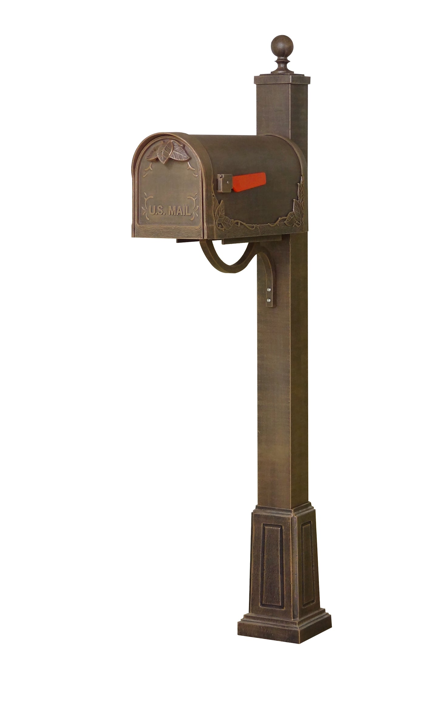 Floral Curbside Mailbox and Springfield Mailbox Post with Base
