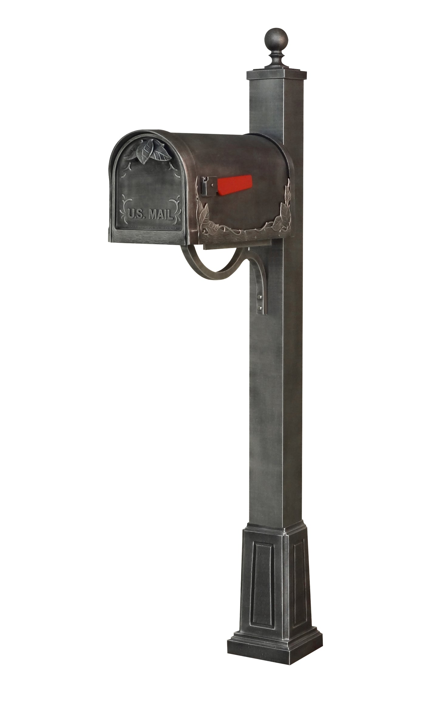 Floral Curbside Mailbox and Springfield Mailbox Post with Base