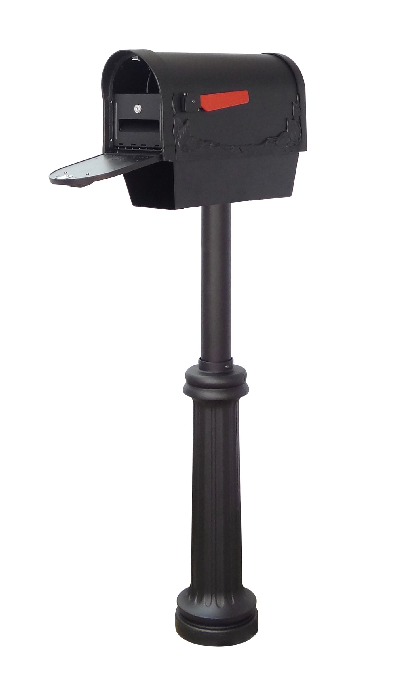 Floral Curbside Mailbox with Newspaper Tube, Locking Insert and Bradford Mailbox Post