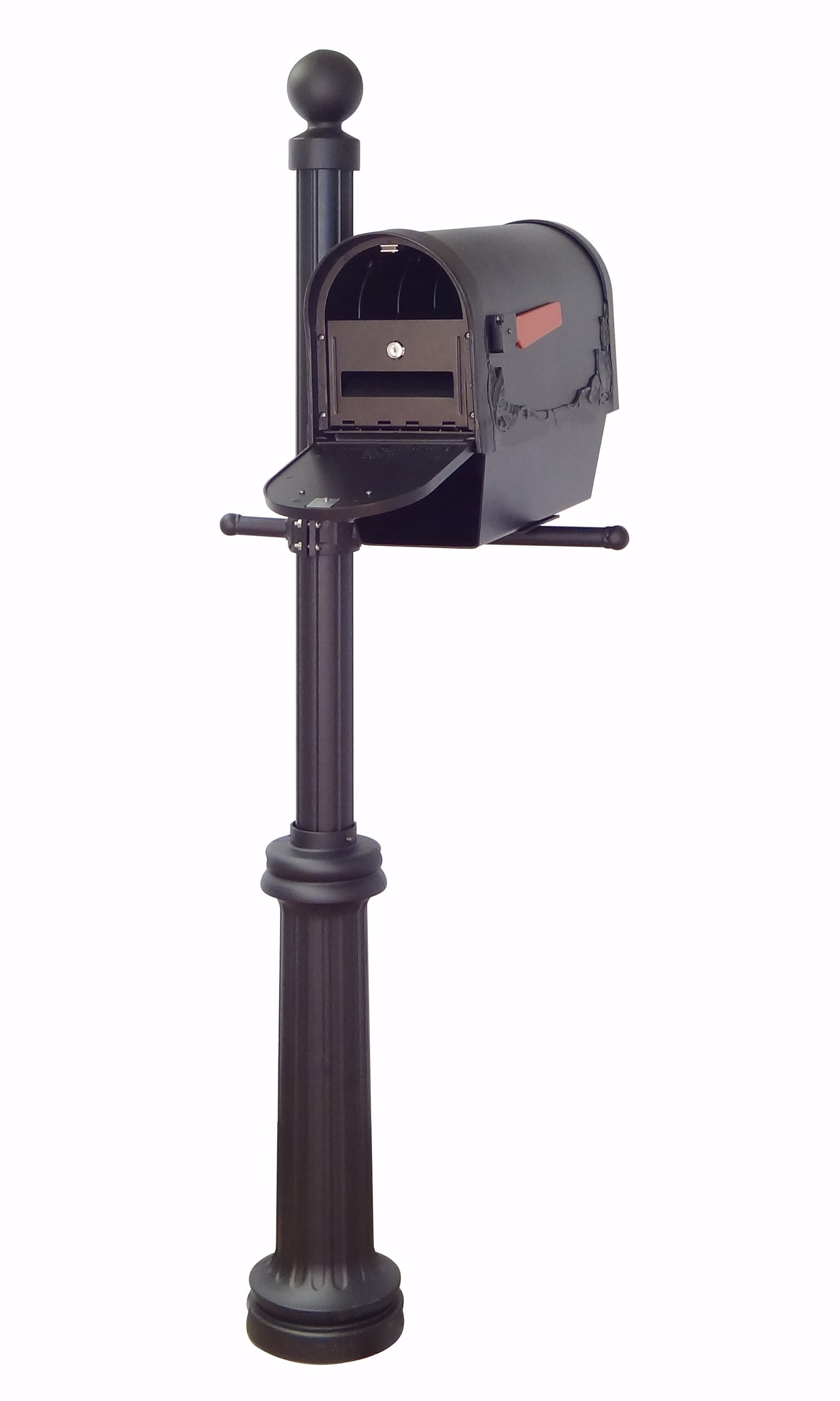 Floral Curbside Mailbox with Newspaper Tube, Locking Insert and Fresno Mailbox Post
